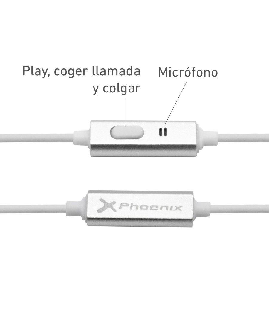Auriculares phoenix de botón con microfono manos libres colgar y descolgar en cable conector jack 3.5 color blanco