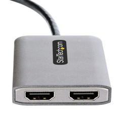 StarTech.com Hub Concentrador MST USB-C a 2 Puertos HDMI - HDMI Doble de 4K a 60Hz - Adaptador Multimonitor USB Tipo C con Cable