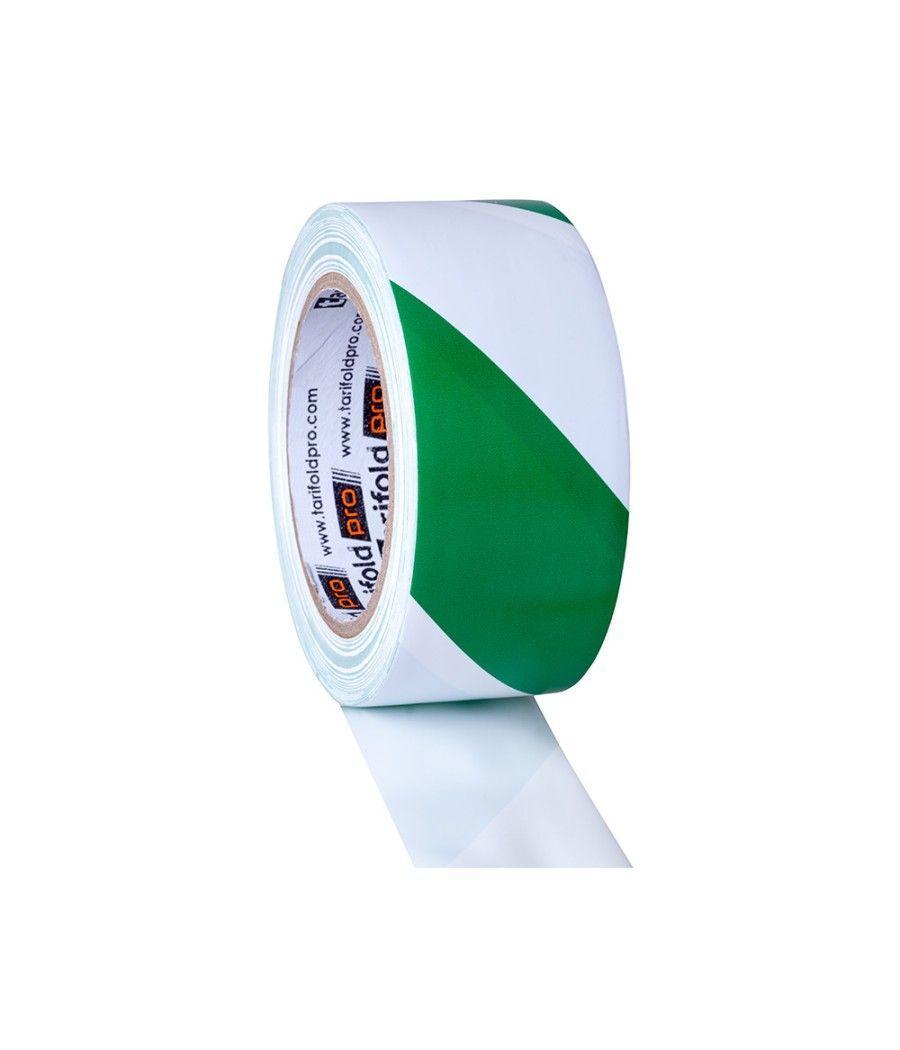 Cinta adhesiva tarifold seguridad para marcaje y señalizacion de suelo 33 mt x 50 mm color blanco/verde