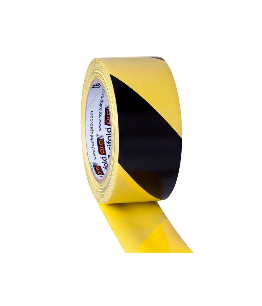 Cinta adhesiva tarifold seguridad para marcaje y señalizacion de suelo 33 mt x 50 mm color negro/amarillo