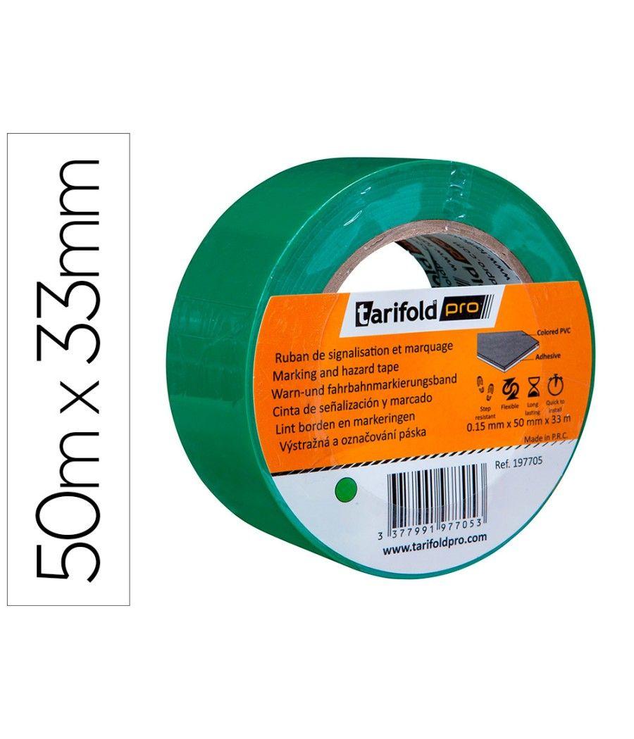 Cinta adhesiva tarifold para marcaje y señalizacion de suelo 33 mt x 50 mm color verde