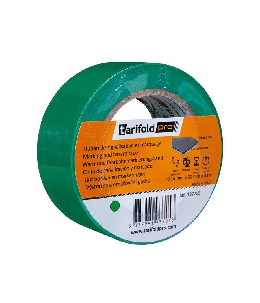 Cinta adhesiva tarifold para marcaje y señalizacion de suelo 33 mt x 50 mm color verde