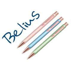 Bolígrafo belius brela cuerpo hexagonal con clip 3 bolígrafos colores pasteles surtidos en caja regalo