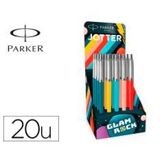Bolígrafo parker jotter originals glam rock transit expositor de 20 unidades colores surtidos