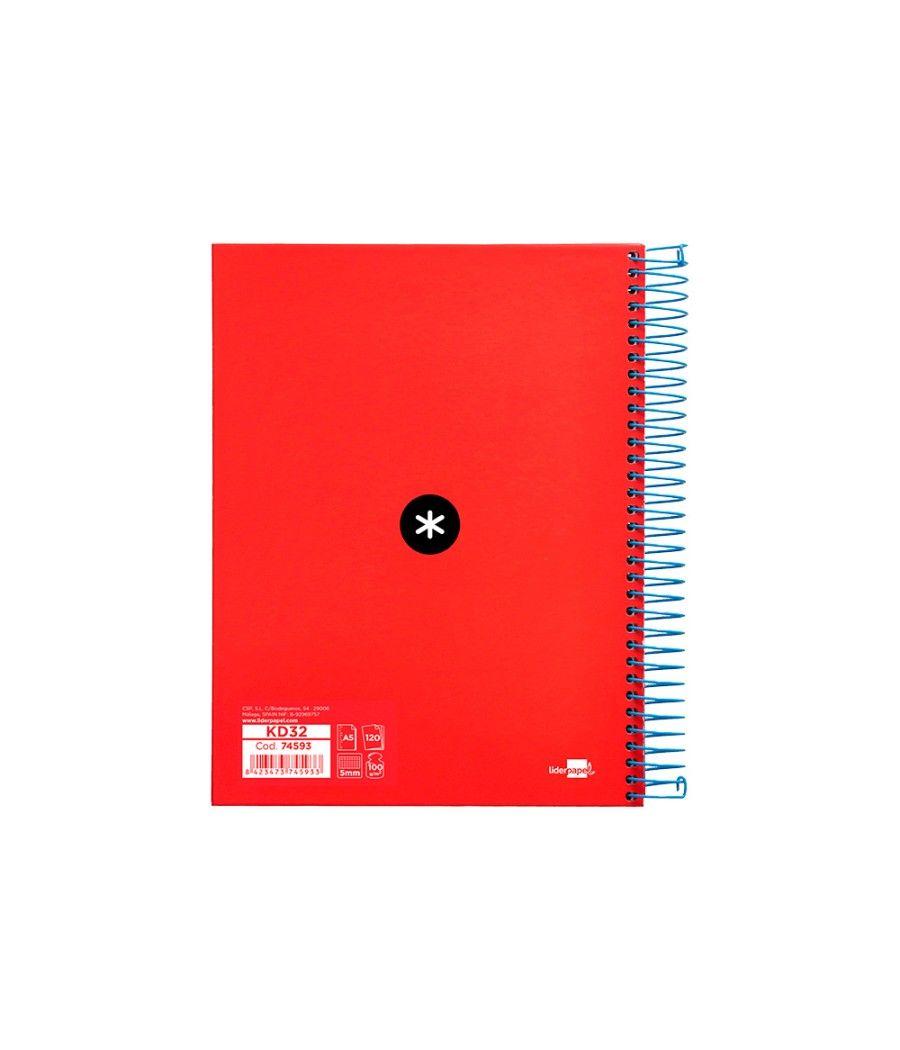 Cuaderno espiral liderpapel a5 micro antartik tapa forrada120h 100gr cuadro 5mm 5 bandas6 taladros colores surtidos