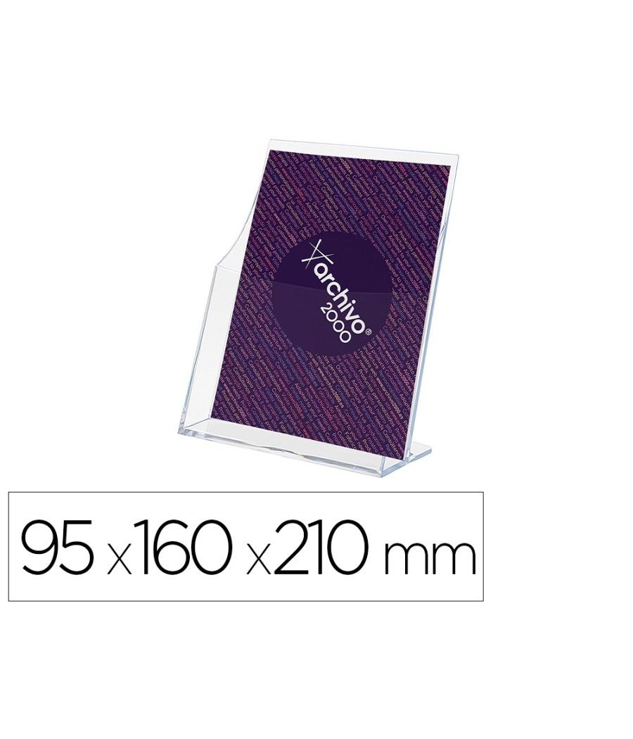 Expositor archivo 2000 premium portafolletos din a5 vertical cristal transparente 95x160x210mm