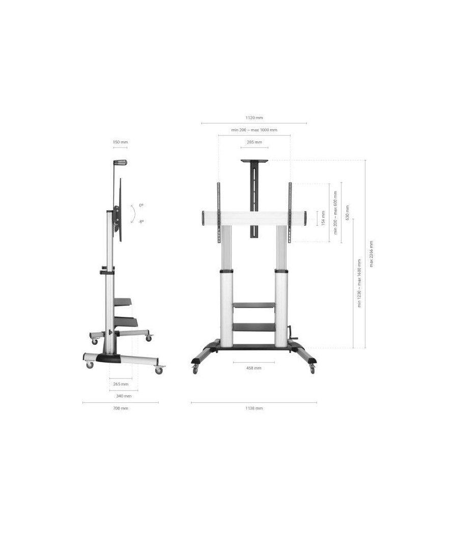 Soporte de pie inclinable con ruedas y manivela aisens ft100te-125 para tv 60-100'/ hasta 100kg