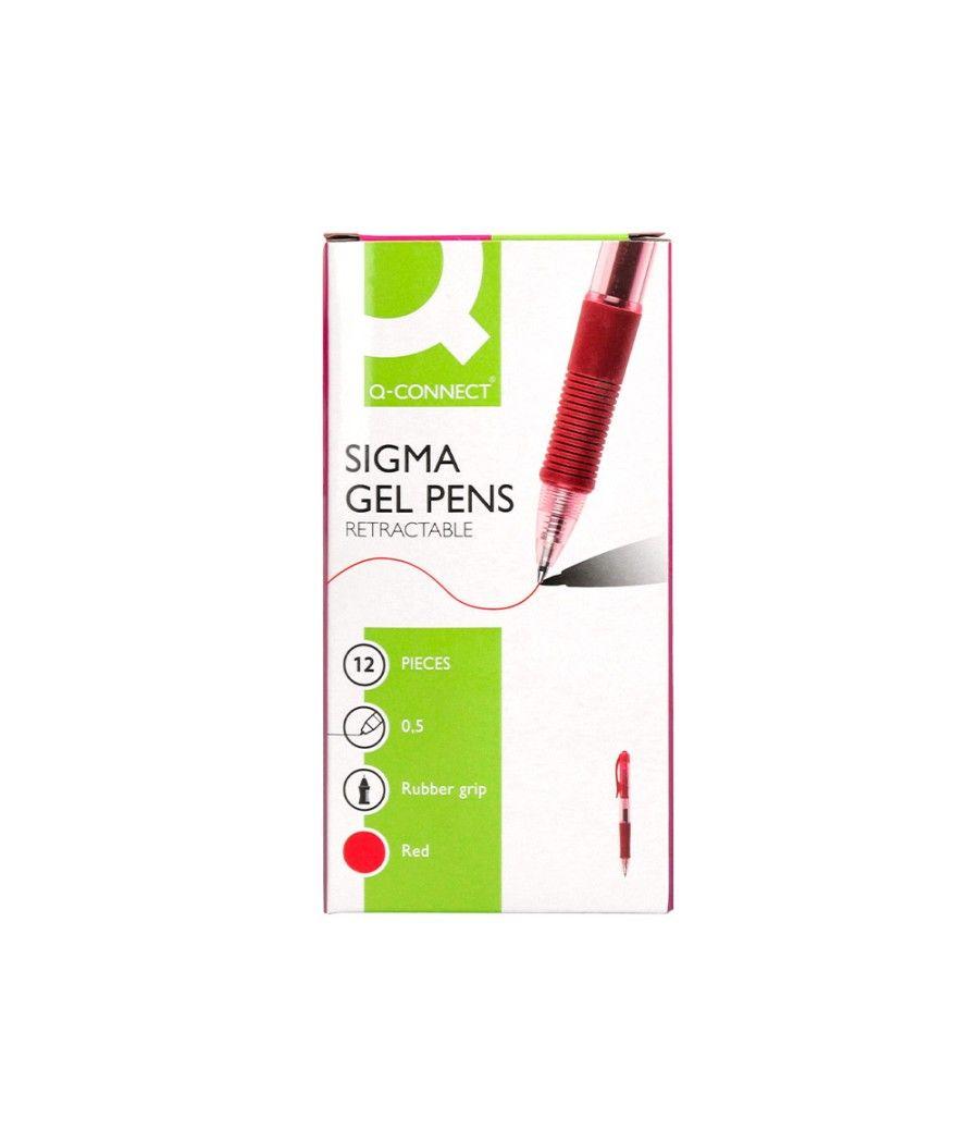 Bolígrafo q-connect sigma retráctil 0,5 mm color rojo pack 12 unidades