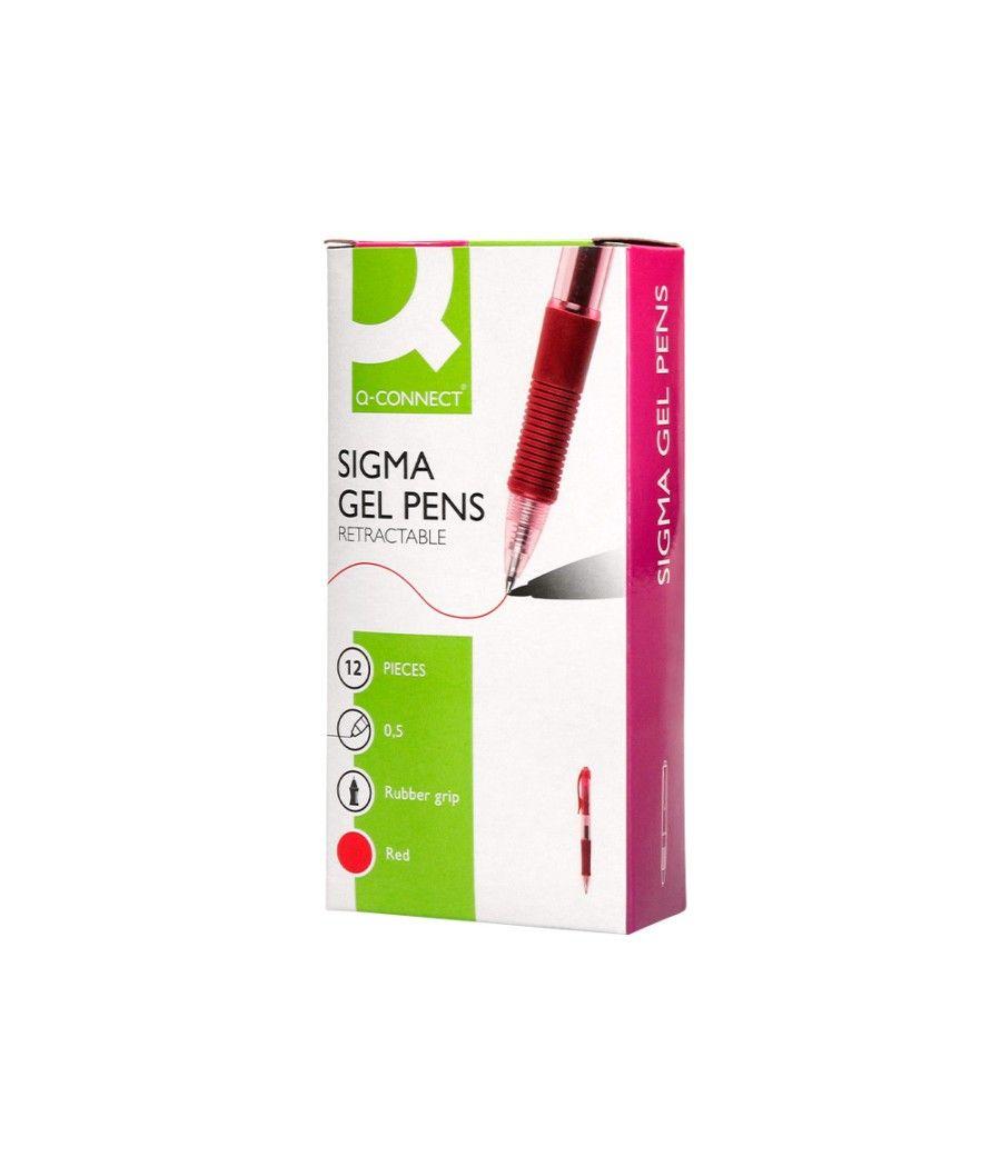 Bolígrafo q-connect sigma retráctil 0,5 mm color rojo pack 12 unidades