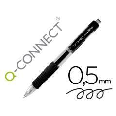 Bolígrafo q-connect sigma retráctil 0,5 mm color negro pack 12 unidades