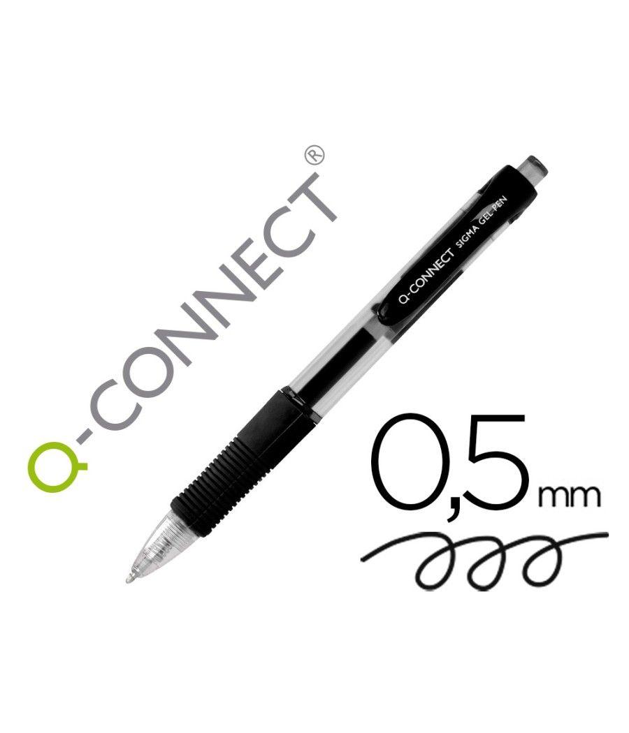 Bolígrafo q-connect sigma retráctil 0,5 mm color negro pack 12 unidades