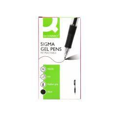 Bolígrafo q-connect sigma retráctil 0,5 mm color negro pack 12 unidades