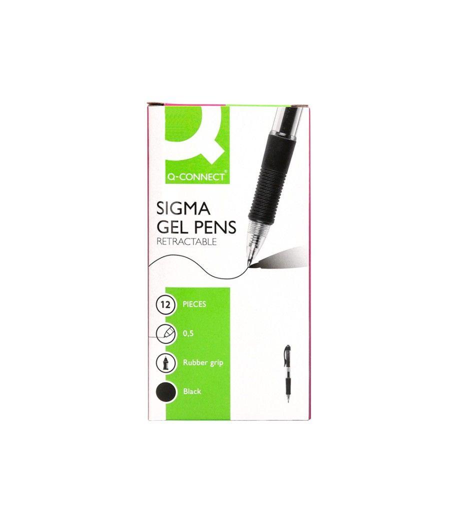 Bolígrafo q-connect sigma retráctil 0,5 mm color negro pack 12 unidades