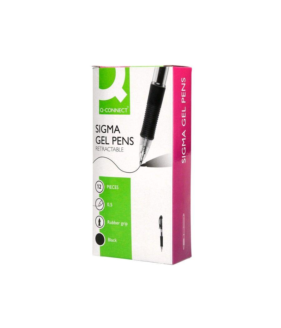 Bolígrafo q-connect sigma retráctil 0,5 mm color negro pack 12 unidades