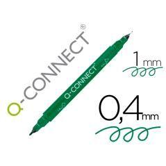 Rotulador q-connect marcador permanente doble punta color verde 0,4 mm y 1 mm pack 10 unidades