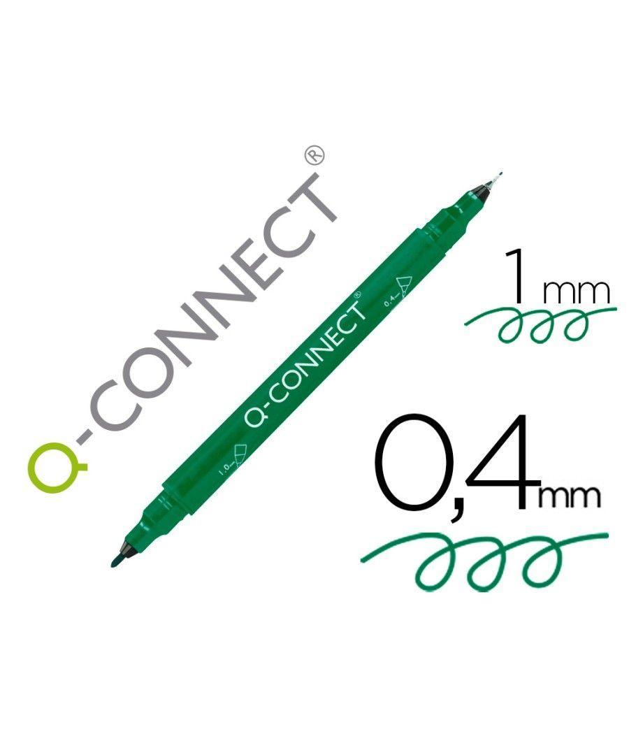 Rotulador q-connect marcador permanente doble punta color verde 0,4 mm y 1 mm pack 10 unidades