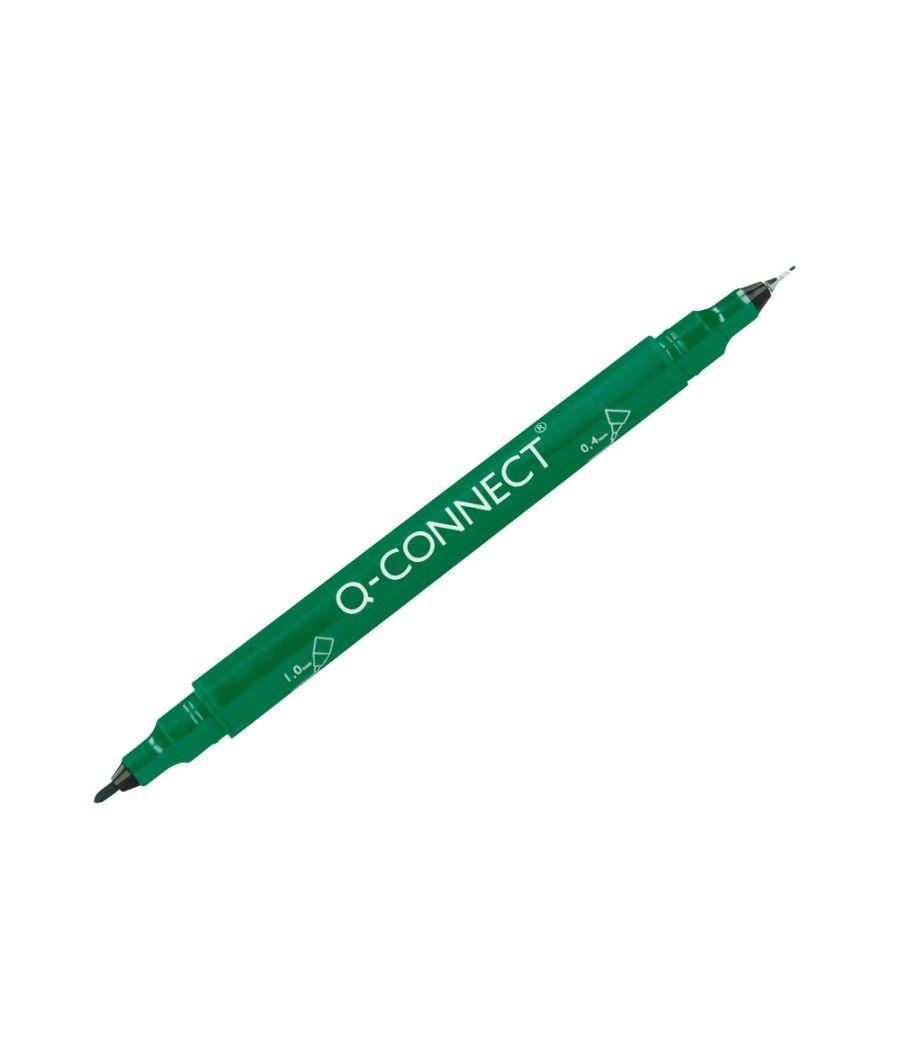 Rotulador q-connect marcador permanente doble punta color verde 0,4 mm y 1 mm pack 10 unidades