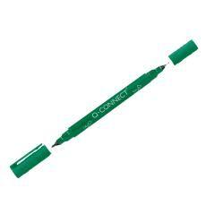 Rotulador q-connect marcador permanente doble punta color verde 0,4 mm y 1 mm pack 10 unidades