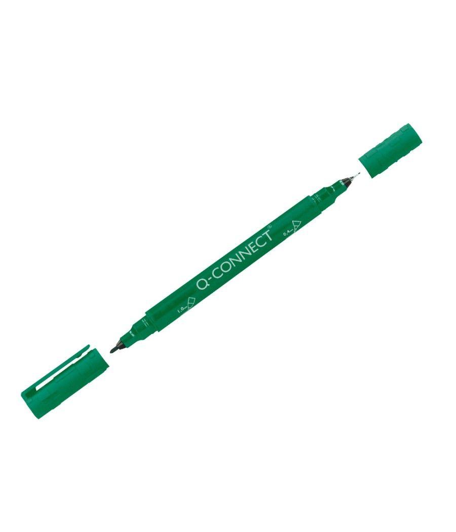 Rotulador q-connect marcador permanente doble punta color verde 0,4 mm y 1 mm pack 10 unidades