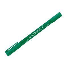 Rotulador q-connect marcador permanente doble punta color verde 0,4 mm y 1 mm pack 10 unidades