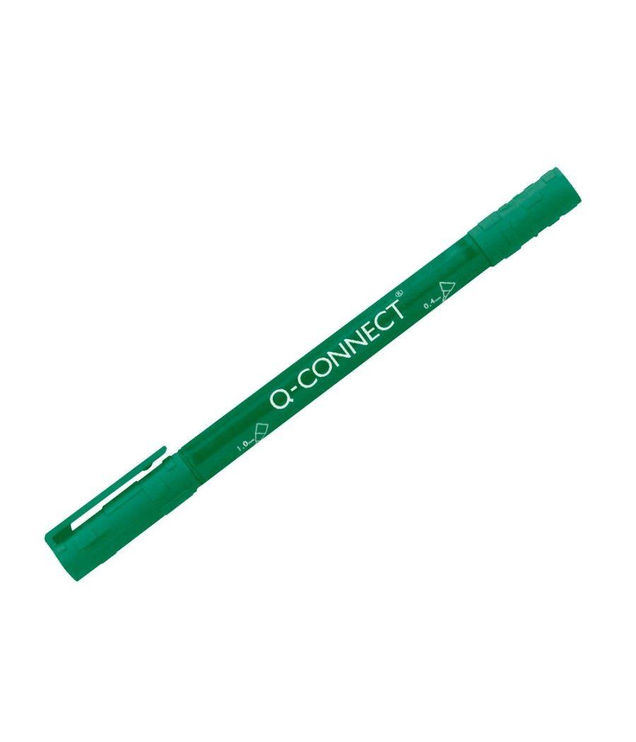 Rotulador q-connect marcador permanente doble punta color verde 0,4 mm y 1 mm pack 10 unidades