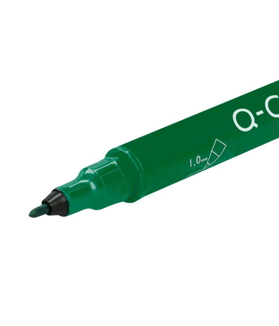 Rotulador q-connect marcador permanente doble punta color verde 0,4 mm y 1 mm pack 10 unidades