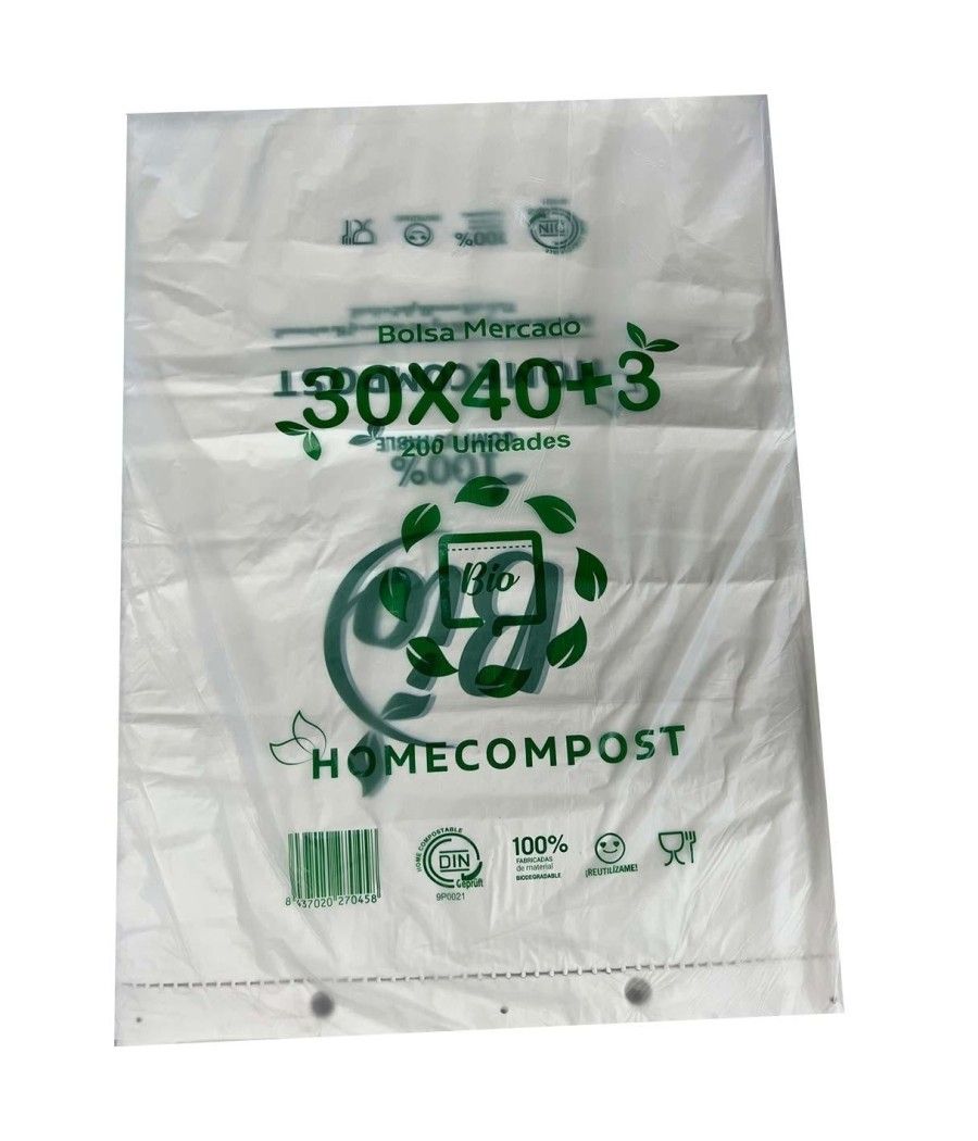 Bolsa 22x30 compostable paquete 1kg transparente
