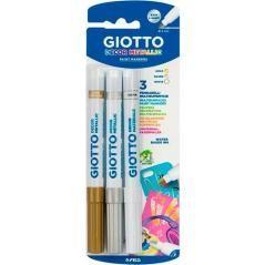 Giotto rotulador decor metallic blíster 3u oro/plata/blanco