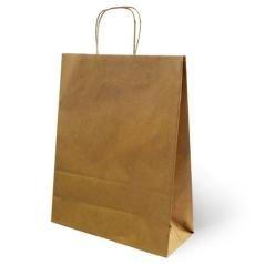 Fama bolsa de asa retorcida 125gr 15x8x21cm papel kraft pack 25 unidades