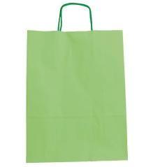 Fama bolsa de asa retorcida 125gr 15x8x21cm papel verde claro pack 25 unidades