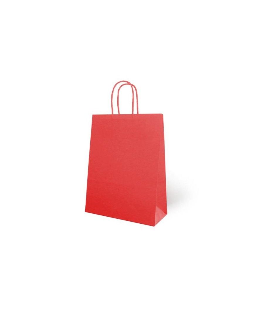Fama bolsa de asa retorcida 125gr 15x8x21cm papel rojo pack 25 unidades