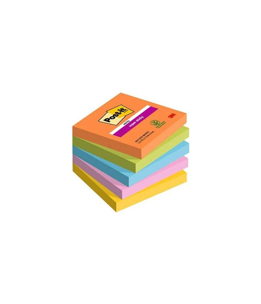 Post-it blocs notas super sticky 90 hojas 4 colores neón lugares boost 76x76 5 blocs