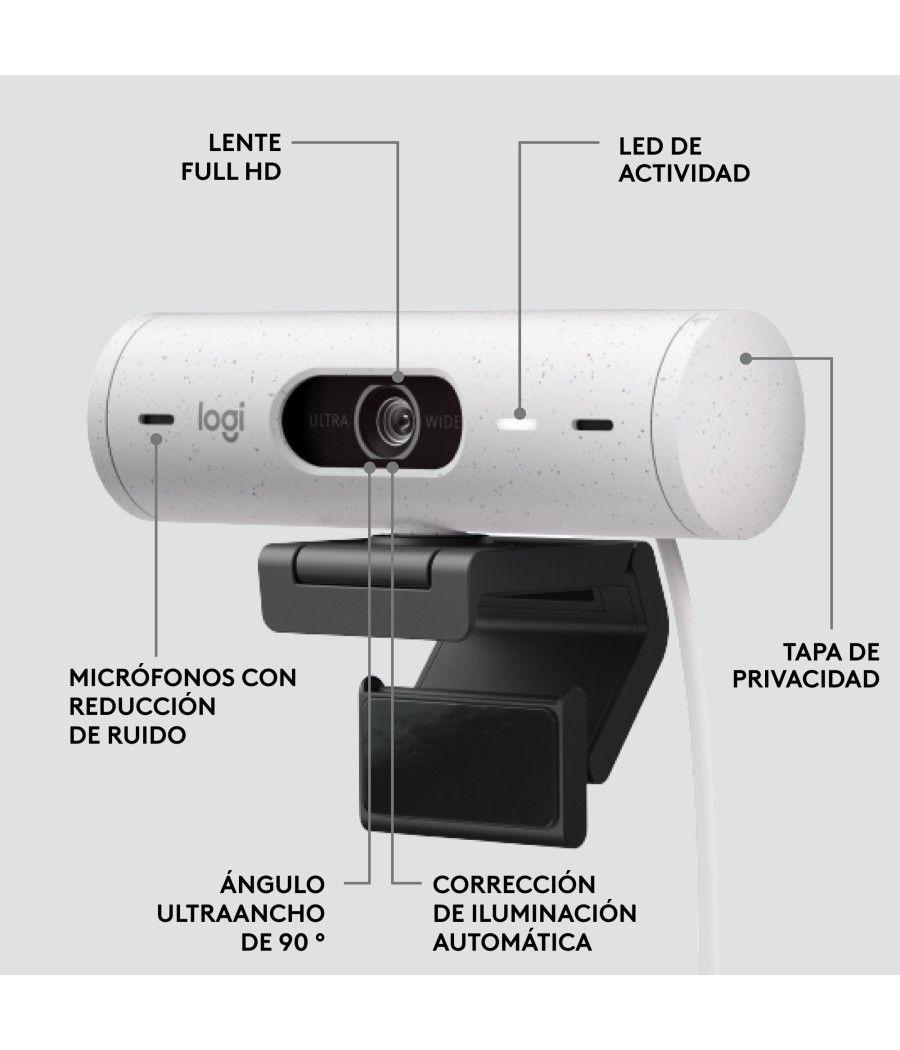 Webcam logitech brio 500 blanco crudo full hd - usb tipo c