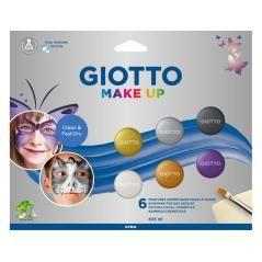 Set giotto make up pintura facial 6 botes 5 ml colores metélicos