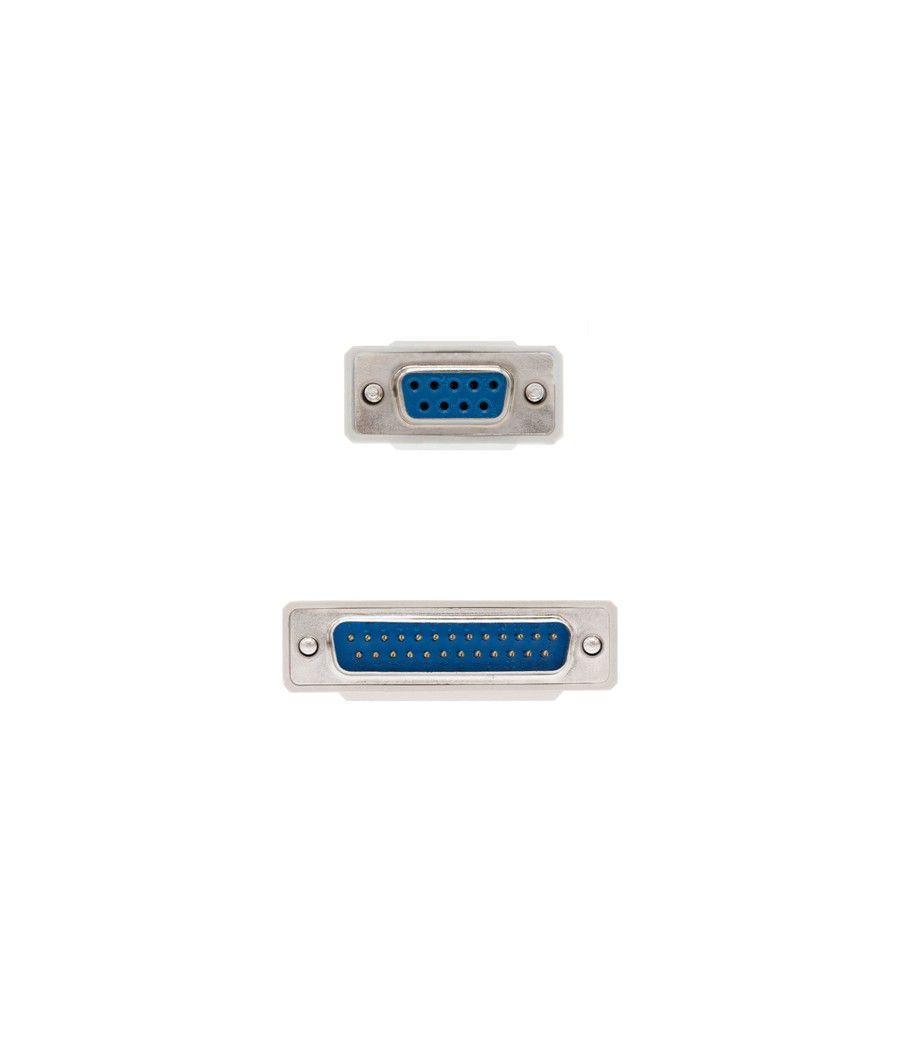 Nanocable CABLE SERIE NULL MODEM DB9/H-DB25/M 1.8 M - Imagen 3