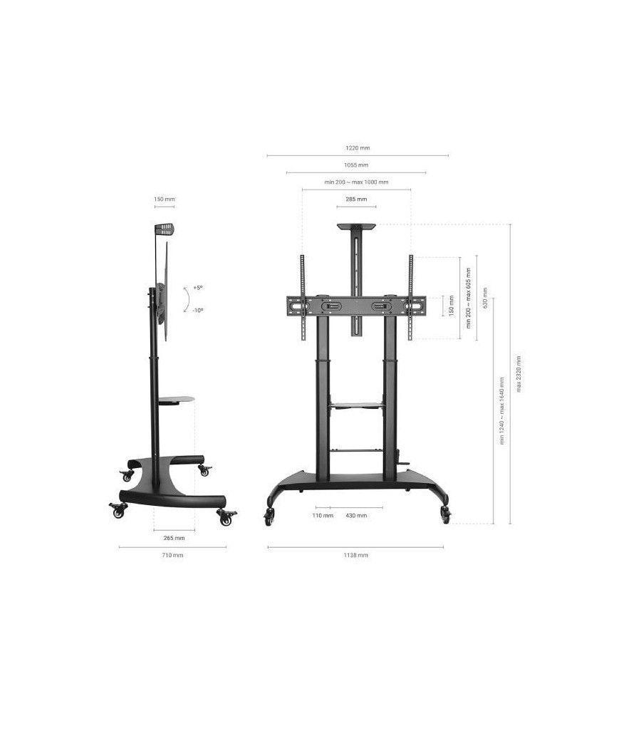 Soporte de pie inclinable con ruedas y manivela aisens ft100te-123 para tv 60-100'/ hasta 100kg