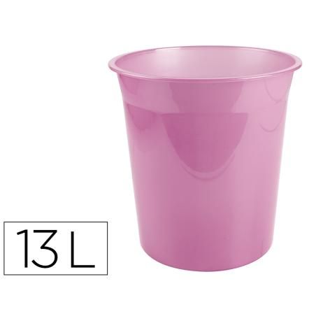 Papelera plástico liderpapel rosa translucido 13 litros 275x285 mm mm