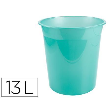 Papelera plástico liderpapel menta translucido 13 litros 275x285 mm mm