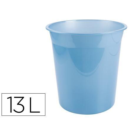 Papelera plástico liderpapel celeste translucido 13 litros 275x285 mm mm