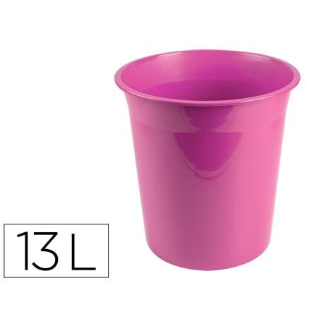Papelera plástico liderpapel rosa opaco 13 litros 275x285 mm