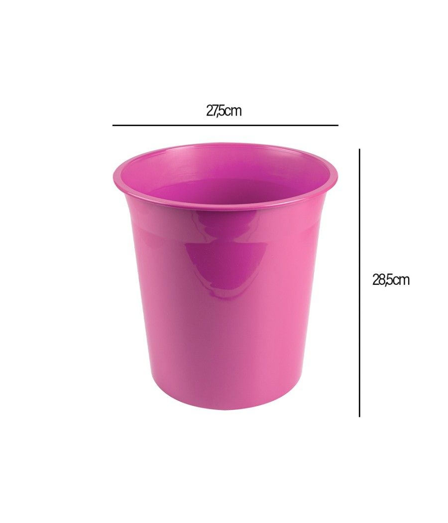 Papelera plástico liderpapel rosa opaco 13 litros 275x285 mm