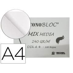 Bloc dibujo multitecnicas michel econobloc mix media din a4 encolado 100 hojas 240 gr 210x297 mm
