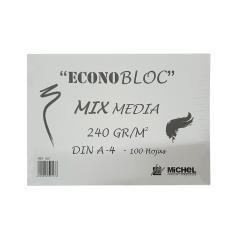 Bloc dibujo multitecnicas michel econobloc mix media din a4 encolado 100 hojas 240 gr 210x297 mm