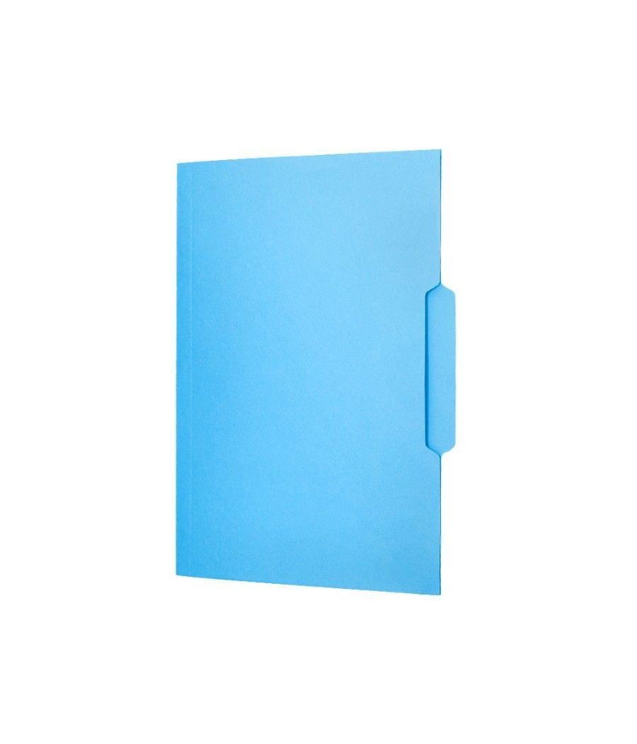 Subcarpeta cartulina liderpapel folio pestaña central 240g/m2 azul pack 50 unidades