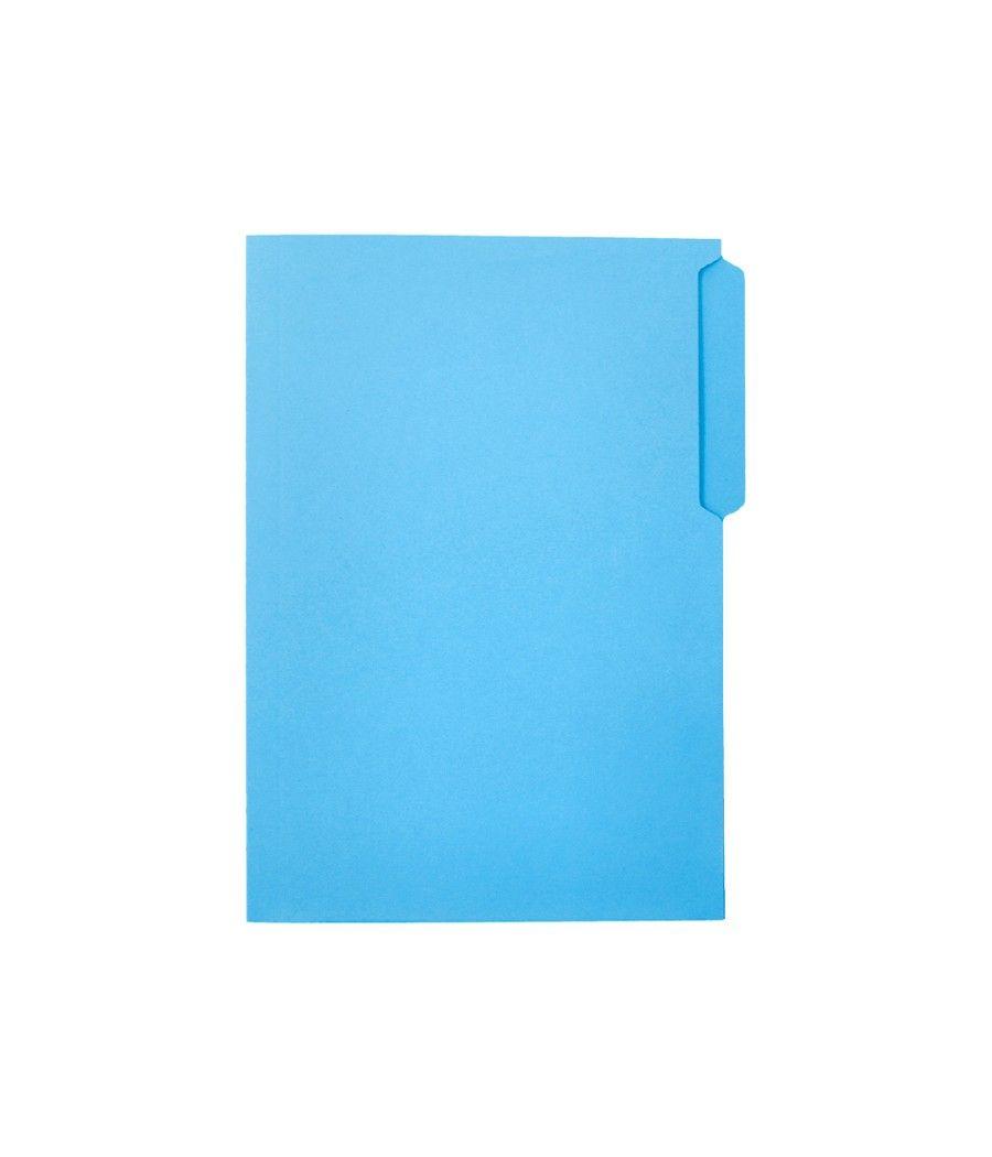 Subcarpeta cartulina liderpapel folio pestaña izquierda 240g/m2 azul pack 50 unidades