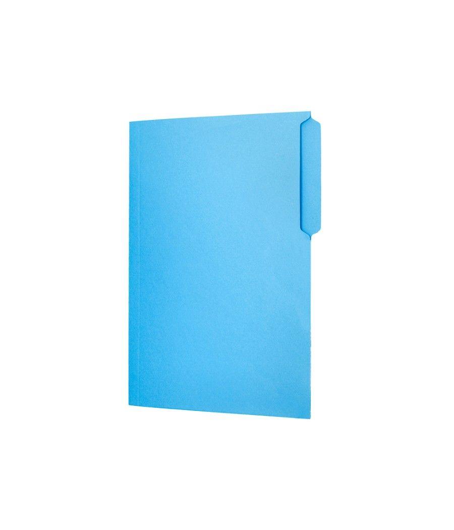 Subcarpeta cartulina liderpapel folio pestaña izquierda 240g/m2 azul pack 50 unidades