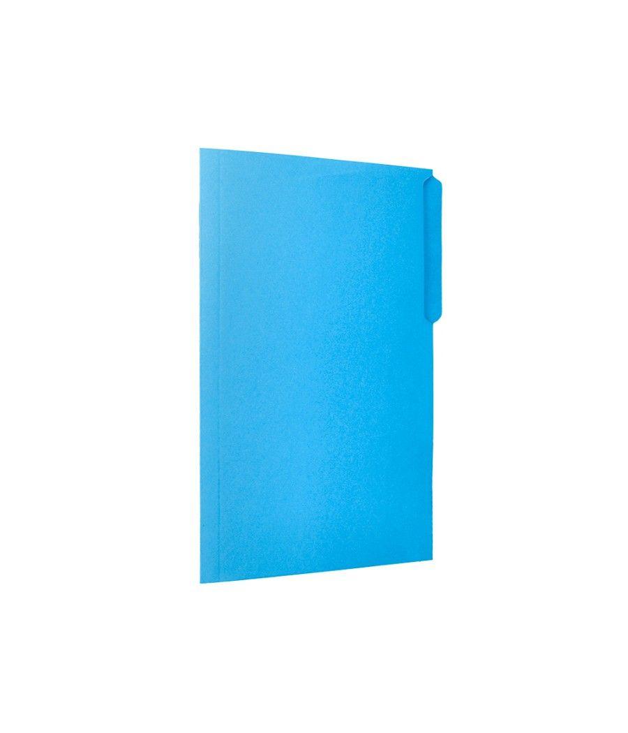 Subcarpeta cartulina liderpapel folio pestaña izquierda 240g/m2 azul pack 50 unidades