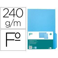 Subcarpeta cartulina liderpapel folio pestaña derecha 240g/m2 azul pack 50 unidades