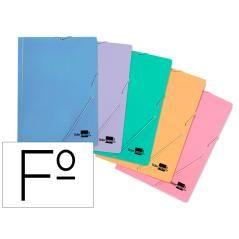 Carpeta liderpapel gomas folio 3 solapas cartón plastificado colores pasteles surtidos pack 10 unidades