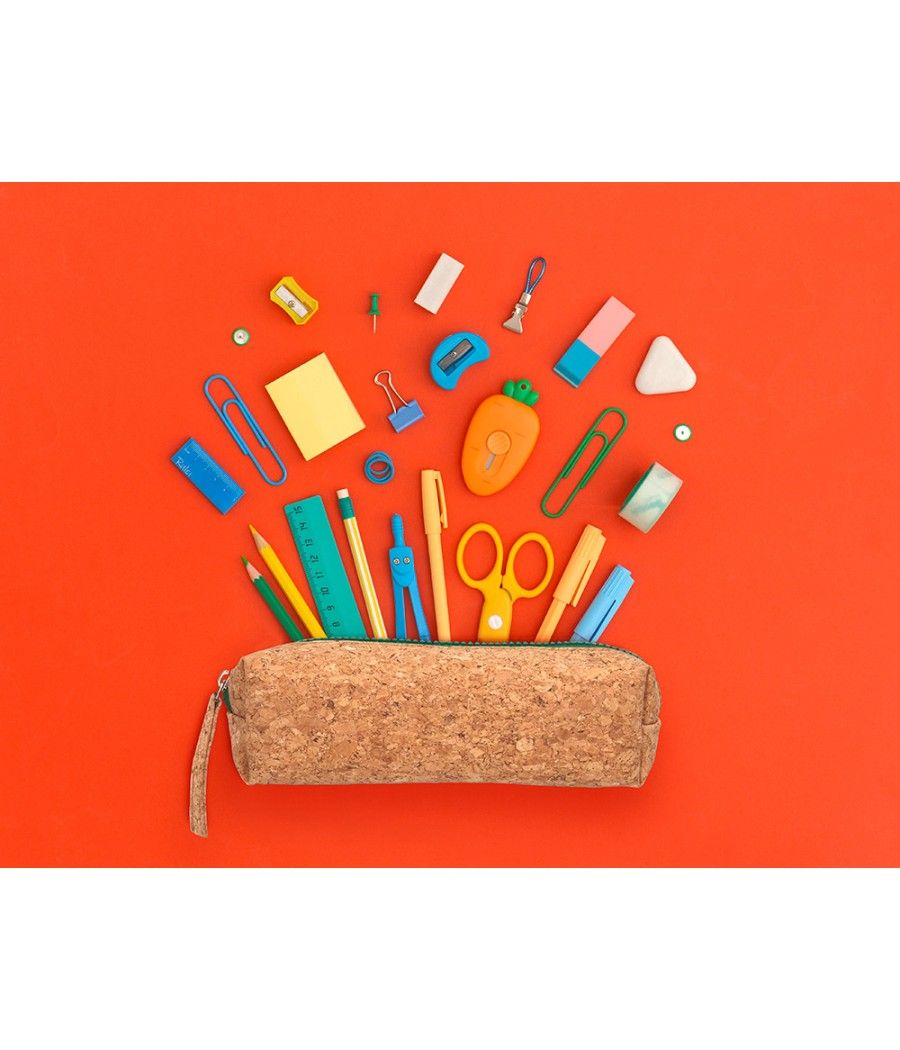 Bolso escolar liderpapel portatodo corcho rectangular cremallera de color 185x55x70 mm